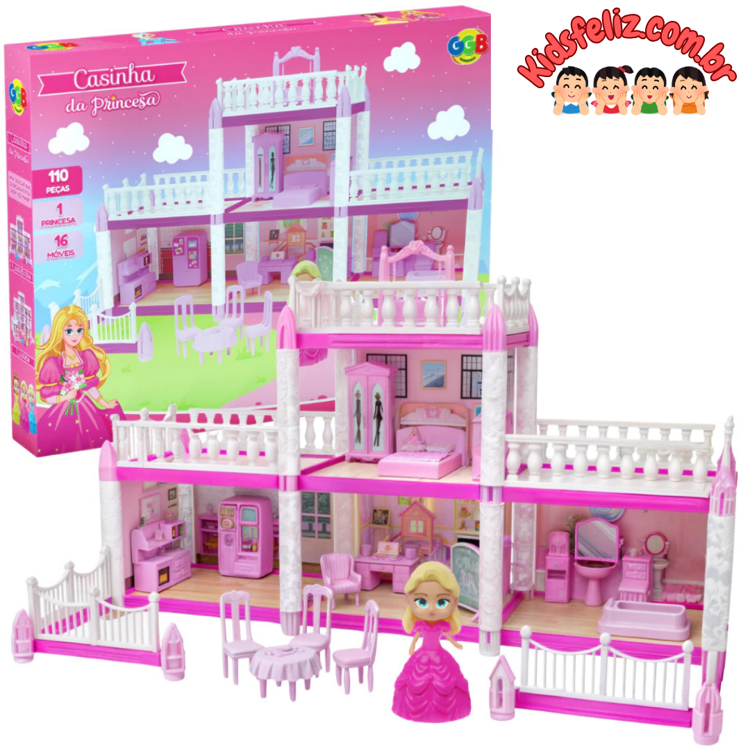 Casinha Casa De Boneca Princesa Brinquedo Infantil 16 Móveis !